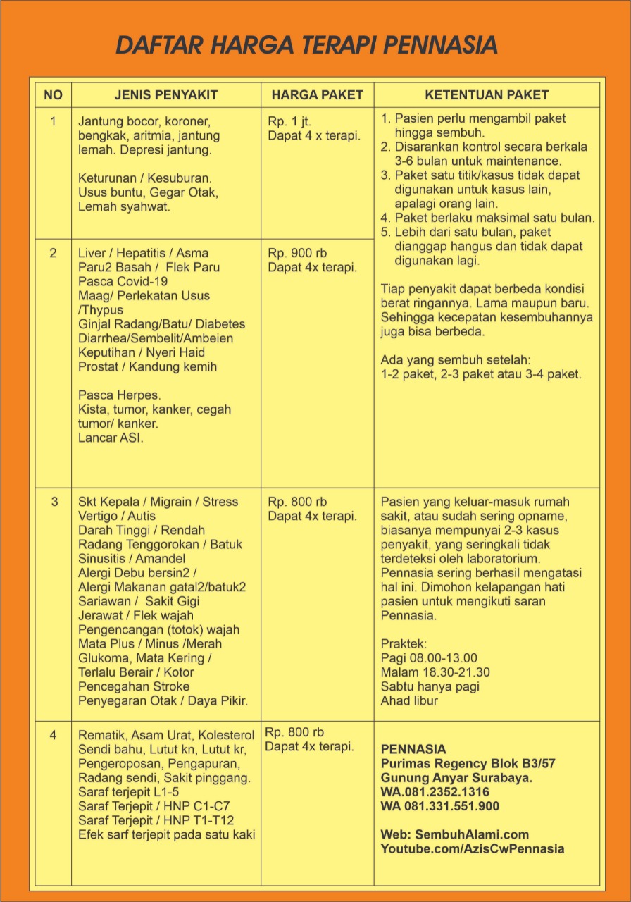 daftar harga terapi pennasia